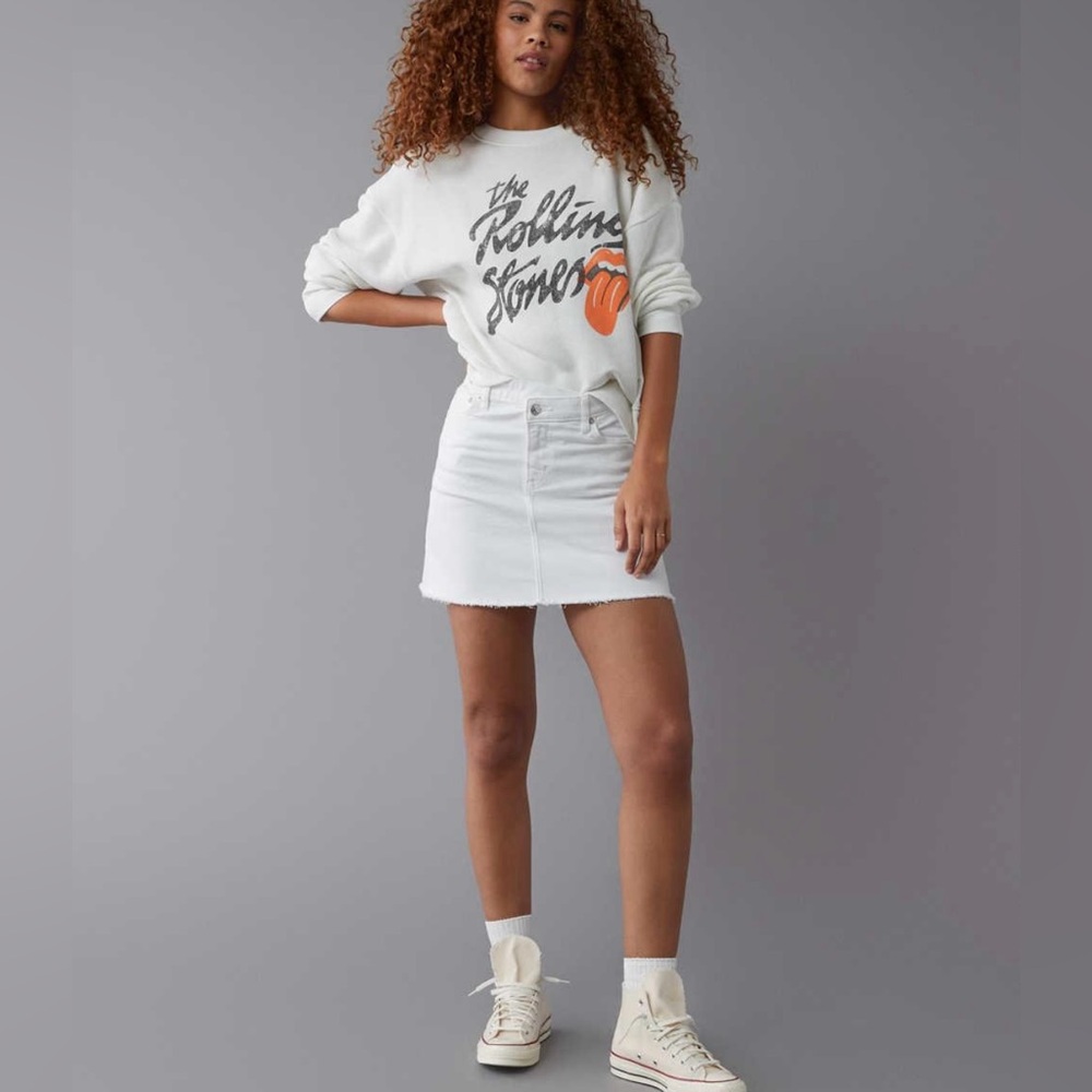 White Denim Mini Skirt
